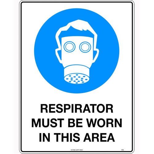 WORKWEAR, SAFETY & CORPORATE CLOTHING SPECIALISTS 450x300mm - Poly - Respirator Must be Worn in This Area