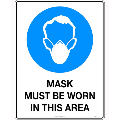 WORKWEAR, SAFETY & CORPORATE CLOTHING SPECIALISTS - 240x180mm - Self Adhesive - Mask Must be Worn in This Area