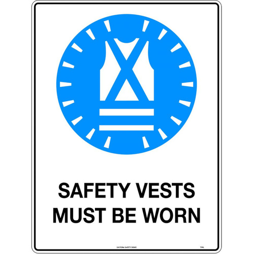 WORKWEAR, SAFETY & CORPORATE CLOTHING SPECIALISTS 600x400mm - Metal, Class 1 Reflective - Safety Vests Must Be Worn