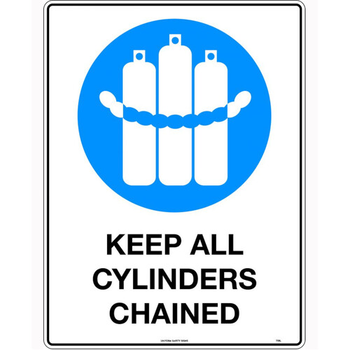 WORKWEAR, SAFETY & CORPORATE CLOTHING SPECIALISTS - 450x300mm - Poly - Keep all Cylinders Chained