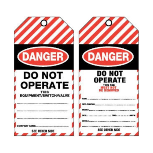WORKWEAR, SAFETY & CORPORATE CLOTHING SPECIALISTS Tear Proof Tags - Pkt 100 - Danger Do Not Operate (As TDT100TP)