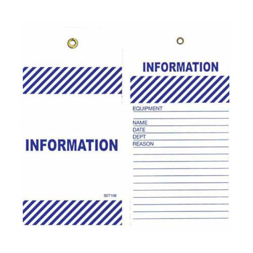 WORKWEAR, SAFETY & CORPORATE CLOTHING SPECIALISTS Tear Proof Tags - Pkt 100 - Blue Information Tags (As Per TDT106TP)
