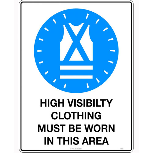 WORKWEAR, SAFETY & CORPORATE CLOTHING SPECIALISTS - 240x180mm - Self Adhesive - High Visibility Clothing Must be Worn in This Area