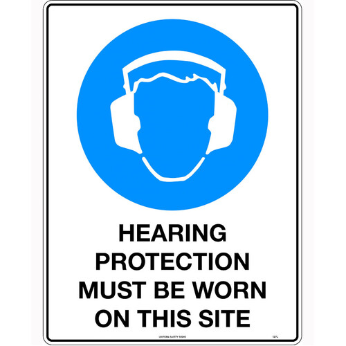 WORKWEAR, SAFETY & CORPORATE CLOTHING SPECIALISTS 140x120mm - Self Adhesive - Pkt 4 - Hearing Protection Must Be Worn On This Site