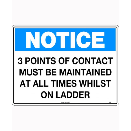 WORKWEAR, SAFETY & CORPORATE CLOTHING SPECIALISTS - 600x400mm - Metal - Notice 3 Points of Contact Must be Maintained at all Times whilst on Ladder