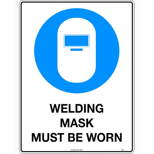 WORKWEAR, SAFETY & CORPORATE CLOTHING SPECIALISTS - 240x180mm - Self Adhesive - Welding Mask Must Be Worn