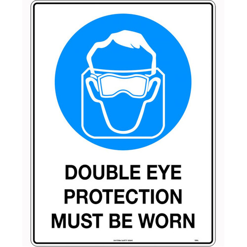 WORKWEAR, SAFETY & CORPORATE CLOTHING SPECIALISTS - 600x400mm - Corflute - Double Eye Protection Must Be Worn