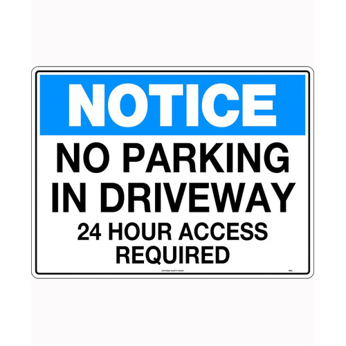 WORKWEAR, SAFETY & CORPORATE CLOTHING SPECIALISTS - 600x400mm - Metal - Notice No Parking In Driveway 24 Hour Access Required