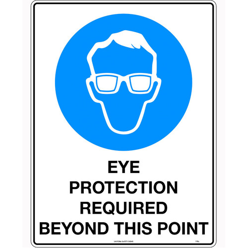 WORKWEAR, SAFETY & CORPORATE CLOTHING SPECIALISTS - 450x300mm - Metal - Eye Protection Required Beyond This Point