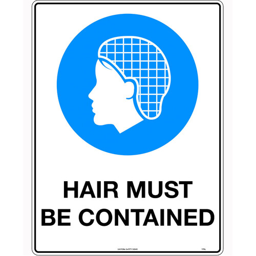 WORKWEAR, SAFETY & CORPORATE CLOTHING SPECIALISTS - 300x225mm - Poly - Hair Must Be Contained