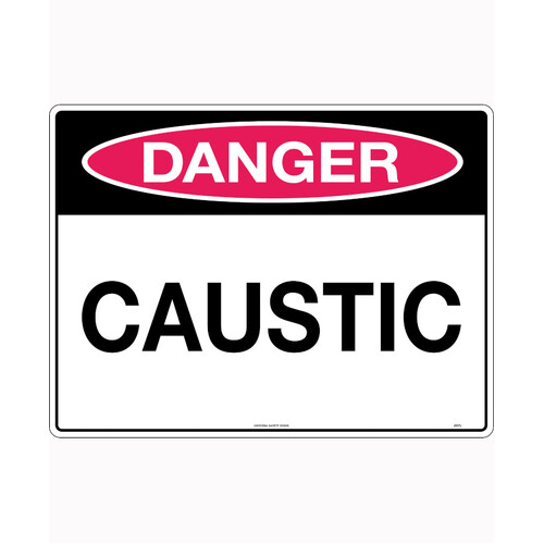 WORKWEAR, SAFETY & CORPORATE CLOTHING SPECIALISTS - 240x180mm - Self Adhesive - Danger Caustic