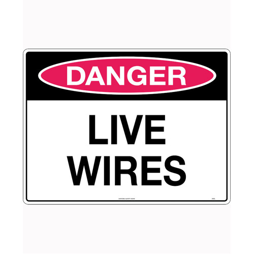 WORKWEAR, SAFETY & CORPORATE CLOTHING SPECIALISTS - 240x180mm - Self Adhesive - Danger Live Wires