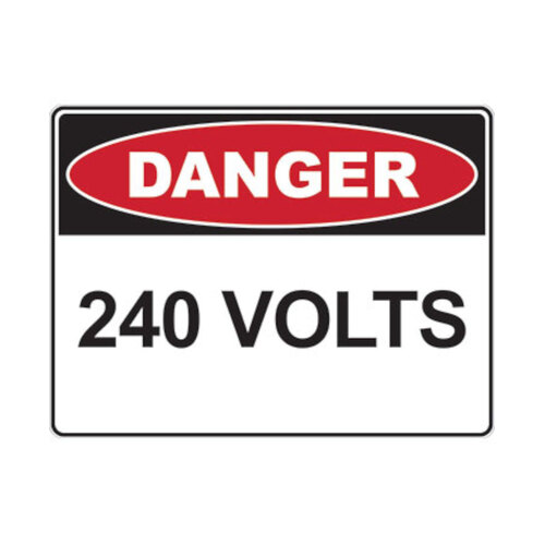 WORKWEAR, SAFETY & CORPORATE CLOTHING SPECIALISTS 90x55mm - Self Adhesive - Pkt 10 - Danger 240 Volts