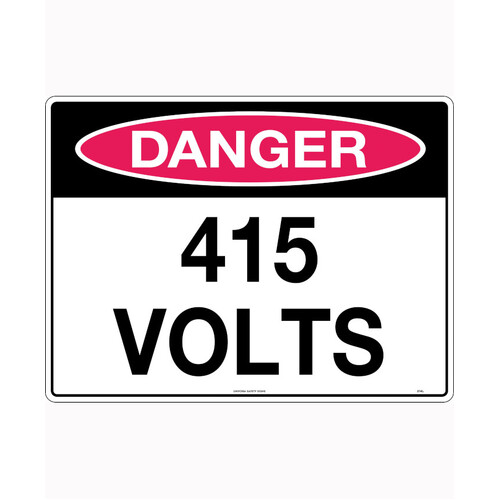 WORKWEAR, SAFETY & CORPORATE CLOTHING SPECIALISTS - 240x180mm - Self Adhesive - Danger 415 Volts