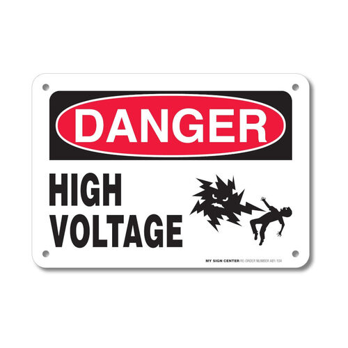 WORKWEAR, SAFETY & CORPORATE CLOTHING SPECIALISTS - 140x120mm - Self Adhesive - Pkt 4 - Danger High Voltage