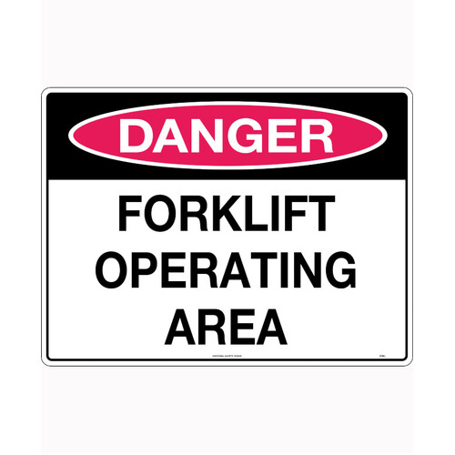 WORKWEAR, SAFETY & CORPORATE CLOTHING SPECIALISTS - 240x180mm - Self Adhesive - Danger Forklift Operating Area