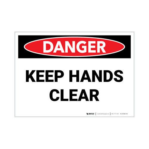 WORKWEAR, SAFETY & CORPORATE CLOTHING SPECIALISTS - 140x120mm - Self Adhesive - Pkt 4 - Danger Keep Hands Clear