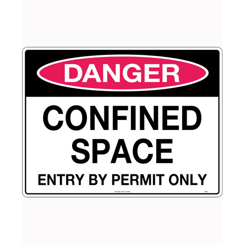 WORKWEAR, SAFETY & CORPORATE CLOTHING SPECIALISTS - 240x180mm - Self Adhesive - Danger Confined Space Entry By Permit Only