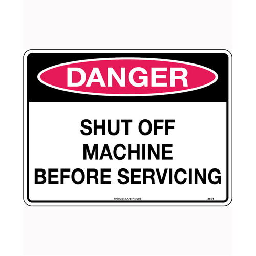 WORKWEAR, SAFETY & CORPORATE CLOTHING SPECIALISTS - 600x400mm - Poly - Danger Shut Off Machine Before Servicing