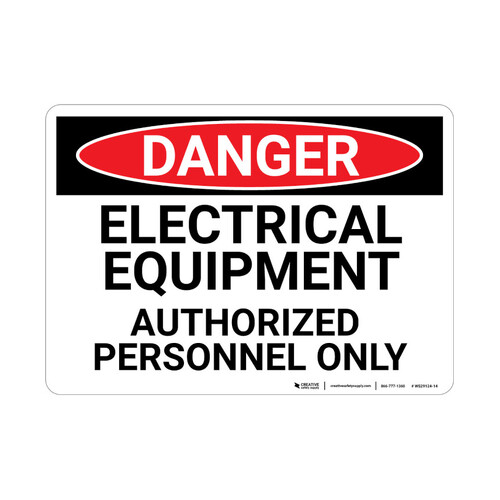 WORKWEAR, SAFETY & CORPORATE CLOTHING SPECIALISTS - 90x55mm - Self Adhesive - Pkt 10 - Danger Electrical Equipment Authorised Personnel Only