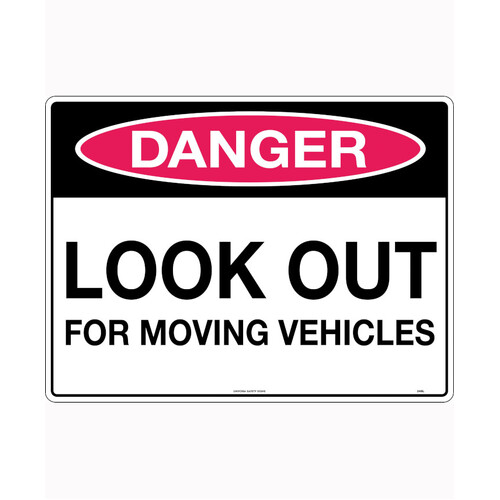 WORKWEAR, SAFETY & CORPORATE CLOTHING SPECIALISTS - 600x400mm - Corflute - Danger Look Out For Moving Vehicles