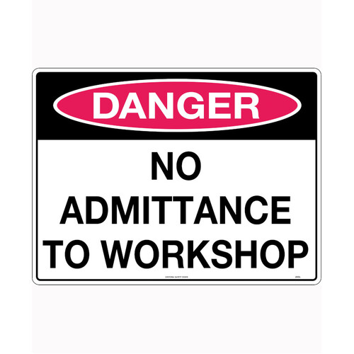 WORKWEAR, SAFETY & CORPORATE CLOTHING SPECIALISTS 240x180mm - Self Adhesive - Danger No Admittance to Workshop