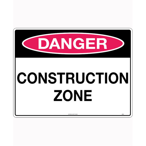 WORKWEAR, SAFETY & CORPORATE CLOTHING SPECIALISTS 600x400mm - Metal - Danger Construction Zone