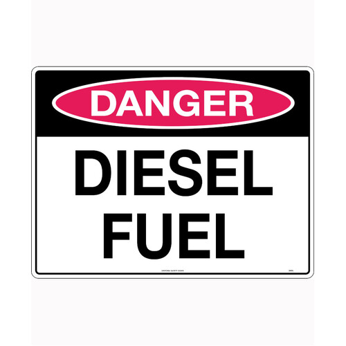 WORKWEAR, SAFETY & CORPORATE CLOTHING SPECIALISTS 90x55mm - Self Adhesive - Sheet of 10 - Danger Diesel Fuel