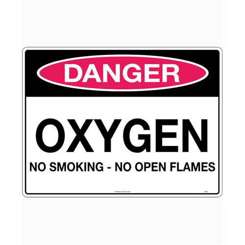 WORKWEAR, SAFETY & CORPORATE CLOTHING SPECIALISTS - 450x300mm - Metal - Danger Oxygen No Smoking No Open Flames