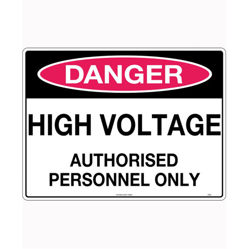 WORKWEAR, SAFETY & CORPORATE CLOTHING SPECIALISTS - 90x55mm - Self Adhesive - Sheet of 10 - Danger High Voltage Authorised Personnel Only