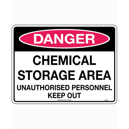 WORKWEAR, SAFETY & CORPORATE CLOTHING SPECIALISTS 450x300mm - Metal - Danger Chemical Storage Area Unauthorised Personnel Keep Out