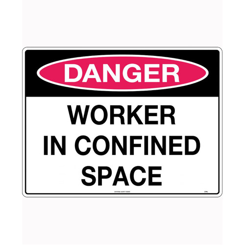 WORKWEAR, SAFETY & CORPORATE CLOTHING SPECIALISTS - 600x400mm - Corflute - Danger Worker in Confined Space