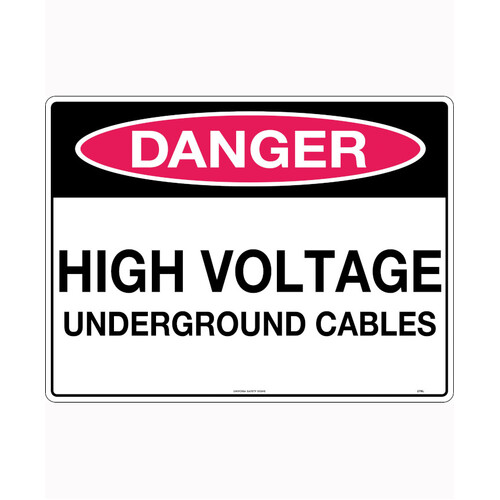 WORKWEAR, SAFETY & CORPORATE CLOTHING SPECIALISTS - 240x180mm - Self Adhesive - Danger High Voltage Undergound Cables