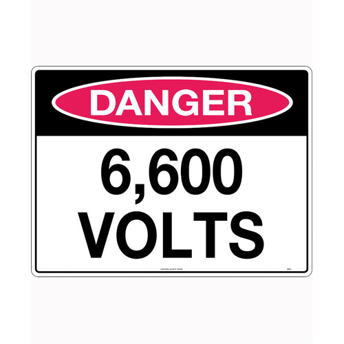 WORKWEAR, SAFETY & CORPORATE CLOTHING SPECIALISTS 600x400mm - Poly - Danger 6,600 Volts