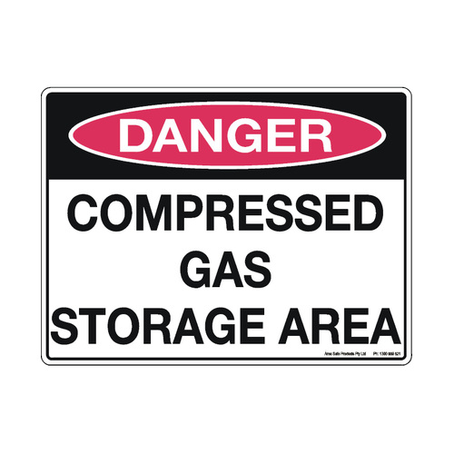 WORKWEAR, SAFETY & CORPORATE CLOTHING SPECIALISTS 450x300mm - Metal - Danger Compressed Gas Storage Area