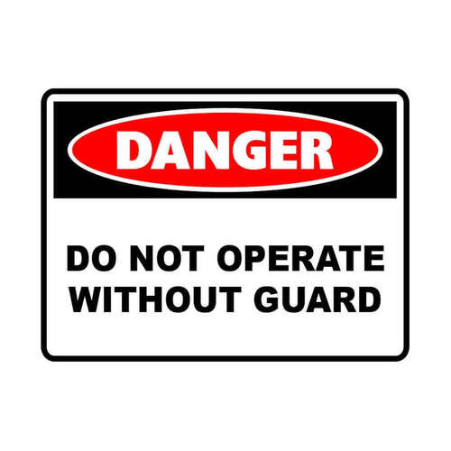 WORKWEAR, SAFETY & CORPORATE CLOTHING SPECIALISTS - 140x120mm - Self Adhesive - Pkt 4 - Danger Do Not Operate Without Guards