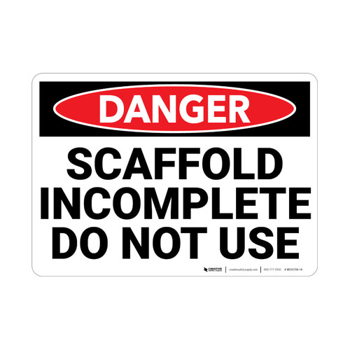 WORKWEAR, SAFETY & CORPORATE CLOTHING SPECIALISTS - 600x400mm - Corflute - Danger Scaffold Incomplete Do Not Use