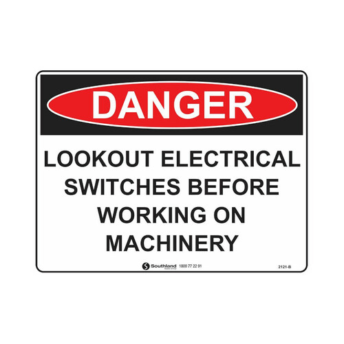 WORKWEAR, SAFETY & CORPORATE CLOTHING SPECIALISTS 240x180mm - Self Adhesive - Danger Lockout Electrical Switches Before Working On Machinery