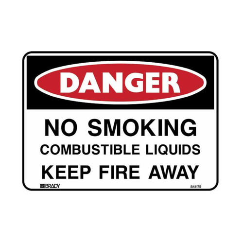 WORKWEAR, SAFETY & CORPORATE CLOTHING SPECIALISTS - 450x300mm - Metal - Danger No Smoking Combustible Liquids Keep Fire Away