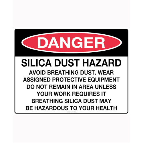 WORKWEAR, SAFETY & CORPORATE CLOTHING SPECIALISTS 600x400mm - Poly - Danger Silica Dust Hazard Avoid Breathing etc