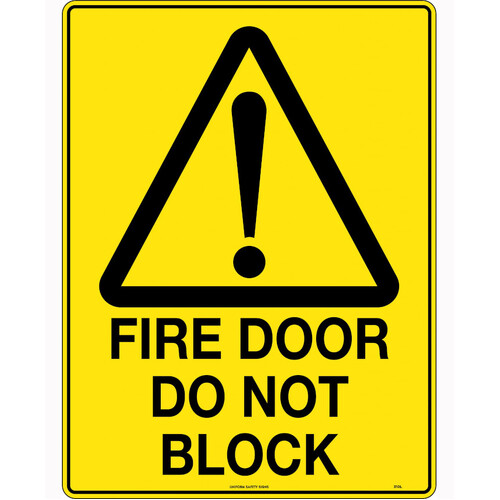 WORKWEAR, SAFETY & CORPORATE CLOTHING SPECIALISTS - 240x180mm - Self Adhesive - Blk/Ylw - Fire Door Do Not Block