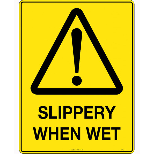 WORKWEAR, SAFETY & CORPORATE CLOTHING SPECIALISTS 240x180mm - Self Adhesive - Blk/Ylw - Slippery When Wet