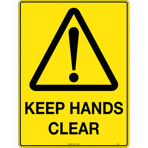 WORKWEAR, SAFETY & CORPORATE CLOTHING SPECIALISTS - 240x180mm - Self Adhesive - Blk/Ylw - Keep Hands Clear