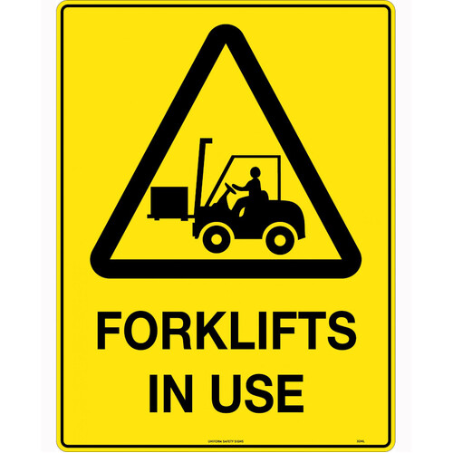 WORKWEAR, SAFETY & CORPORATE CLOTHING SPECIALISTS - 240x180mm - Self Adhesive - Blk/Ylw - Caution Forklifts in Use