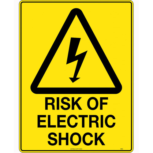 WORKWEAR, SAFETY & CORPORATE CLOTHING SPECIALISTS - 240x180mm - Self Adhesive - Blk/Ylw - Caution Risk of Electric Shock