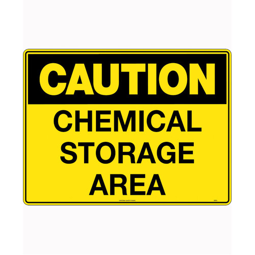 WORKWEAR, SAFETY & CORPORATE CLOTHING SPECIALISTS 240x180mm - Self Adhesive - Blk/Ylw - Caution Chemical Storage Area