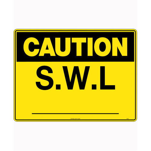 WORKWEAR, SAFETY & CORPORATE CLOTHING SPECIALISTS - 240x180mm - Self Adhesive - Blk/Ylw - Caution S.W.L.