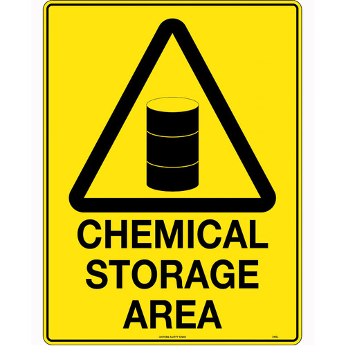 WORKWEAR, SAFETY & CORPORATE CLOTHING SPECIALISTS - 240x180mm - Self Adhesive - Blk/Ylw - Chemical Storage Area