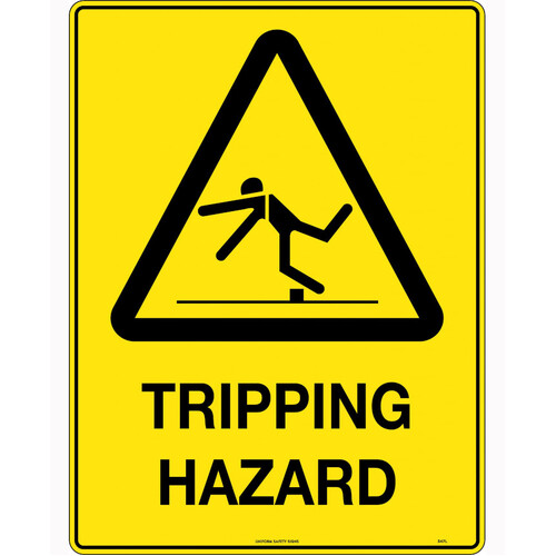 WORKWEAR, SAFETY & CORPORATE CLOTHING SPECIALISTS - 240x180mm - Self Adhesive - Blk/Ylw - Tripping Hazard