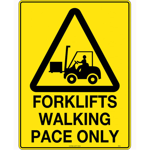 WORKWEAR, SAFETY & CORPORATE CLOTHING SPECIALISTS - 240x180mm - Self Adhesive - Forklifts Walking Pace Only